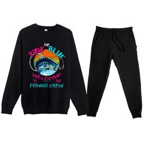 Gender Reveal Fishing Design For A Fishermen Premium Crewneck Sweatsuit Set