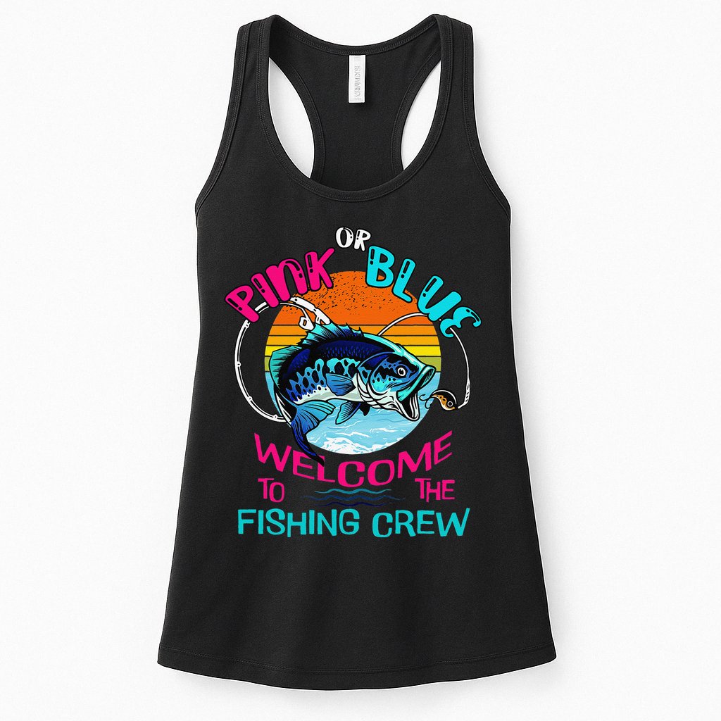 Gender Reveal Fishing Design For A Fishermen Womens Tank Top