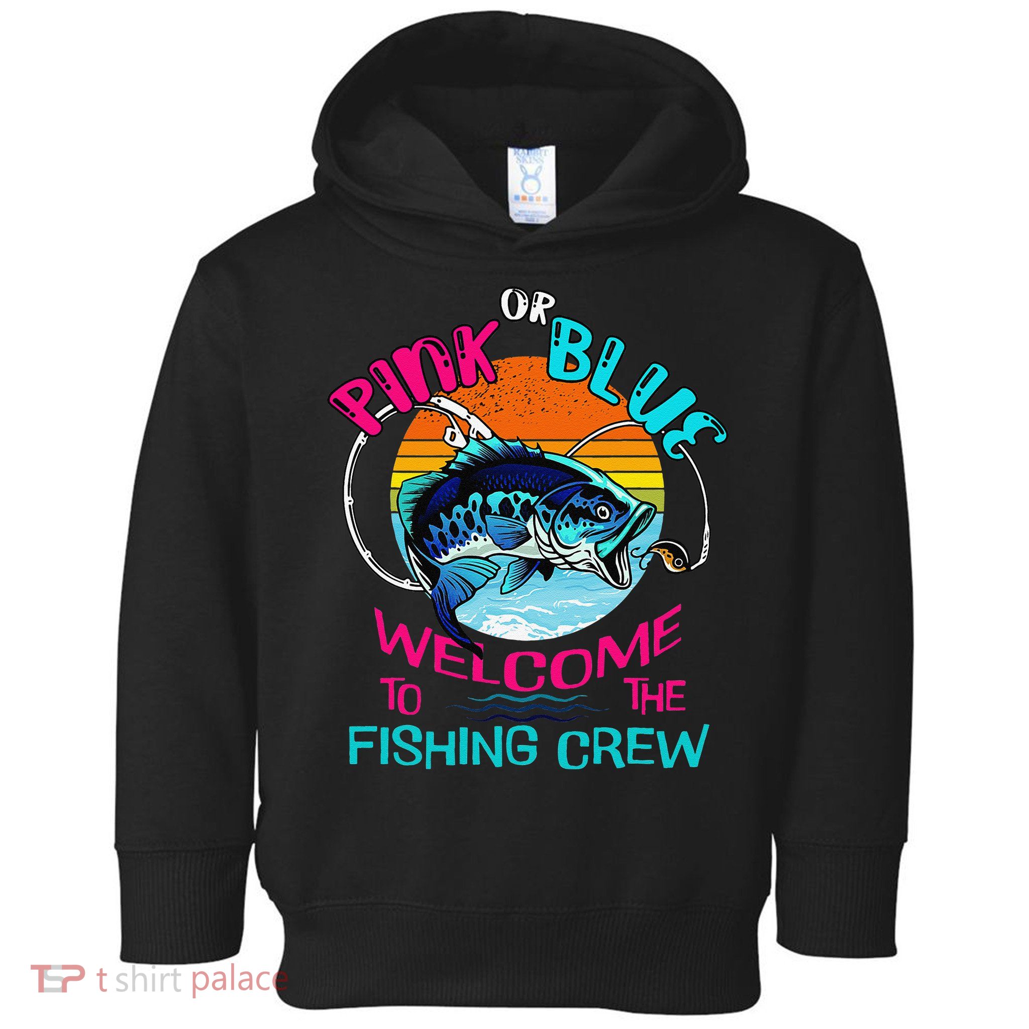 Gender Reveal Fishing Design For A Fishermen Toddler Hoodie