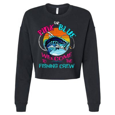 Gender Reveal Fishing Design For A Fishermen Cropped Pullover Crew