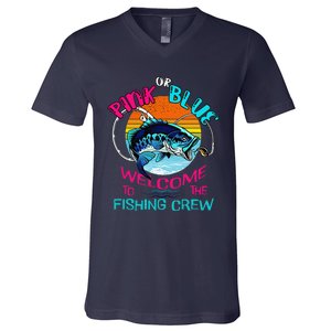 Gender Reveal Fishing Design For A Fishermen V-Neck T-Shirt