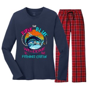 Gender Reveal Fishing Design For A Fishermen Women's Long Sleeve Flannel Pajama Set 