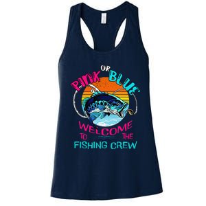 Gender Reveal Fishing Design For A Fishermen Women's Racerback Tank