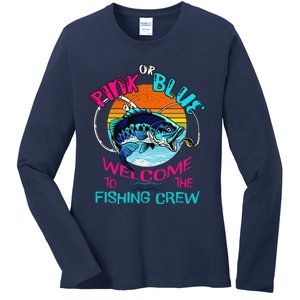 Gender Reveal Fishing Design For A Fishermen Ladies Long Sleeve Shirt