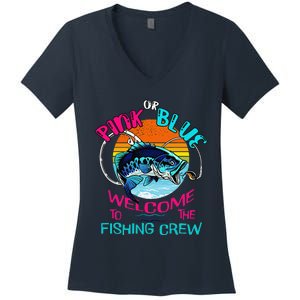 Gender Reveal Fishing Design For A Fishermen Women's V-Neck T-Shirt