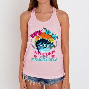 Gender Reveal Fishing Design For A Fishermen Women's Knotted Racerback Tank