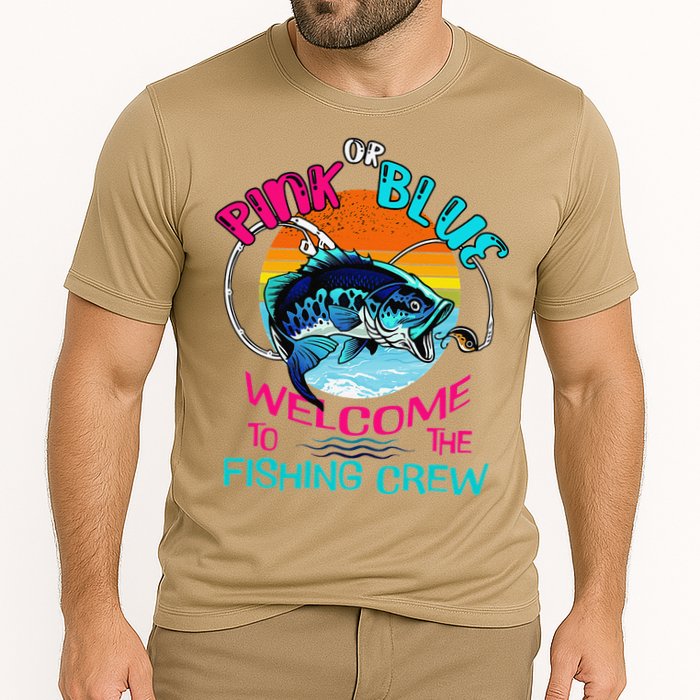 Gender Reveal Fishing Design For A Fishermen Cooling Performance Crew T-Shirt