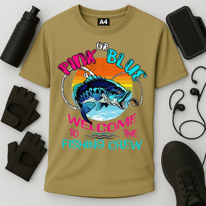 Gender Reveal Fishing Design For A Fishermen Cooling Performance Crew T-Shirt