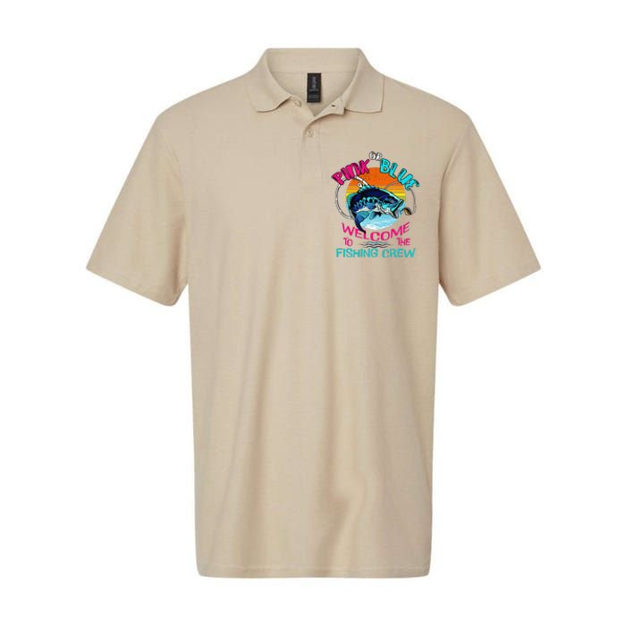 Gender Reveal Fishing Design For A Fishermen Softstyle Adult Sport Polo