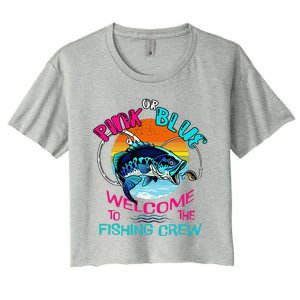 Gender Reveal Fishing Design For A Fishermen Women's Crop Top Tee