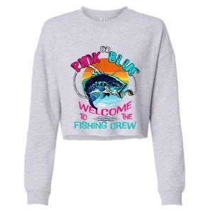 Gender Reveal Fishing Design For A Fishermen Cropped Pullover Crew