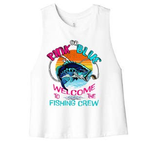 Gender Reveal Fishing Design For A Fishermen Women's Racerback Cropped Tank