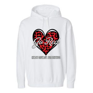 Go Red For Womens Heart Disease Awareness Month Leopard Garment-Dyed Fleece Hoodie