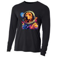 Golden Retriever Funny Golden Retriever Astronaut Cooling Performance Long Sleeve Crew