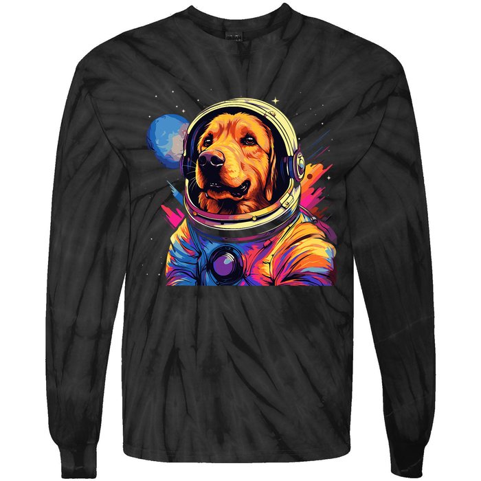 Golden Retriever Funny Golden Retriever Astronaut Tie-Dye Long Sleeve Shirt