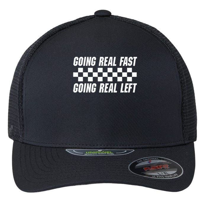 Going Real Fast And Going Real Left Funny Memes Joke Racing Flexfit Unipanel Trucker Cap