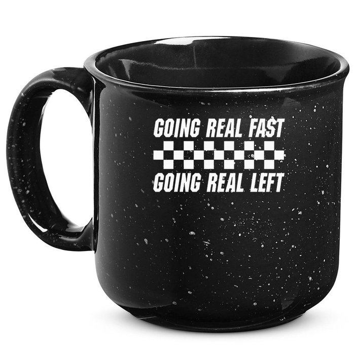 Going Real Fast And Going Real Left Funny Memes Joke Racing 15oz Campfire Ceramic Mug