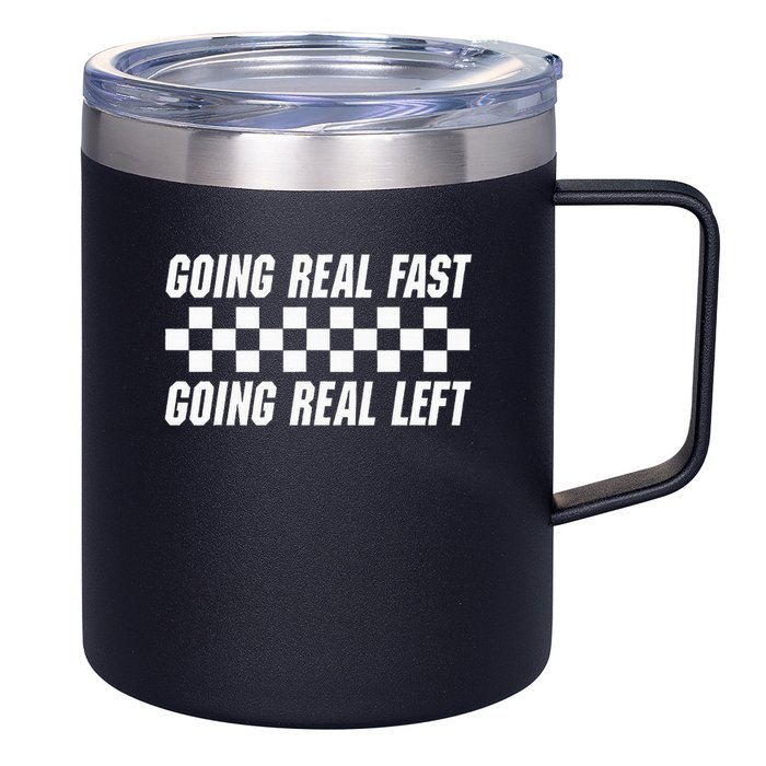 Going Real Fast And Going Real Left Funny Memes Joke Racing 12oz Stainless Steel Coffee Mug