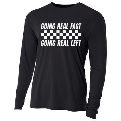 Going Real Fast And Going Real Left Funny Memes Joke Racing Cooling Performance Long Sleeve Crew