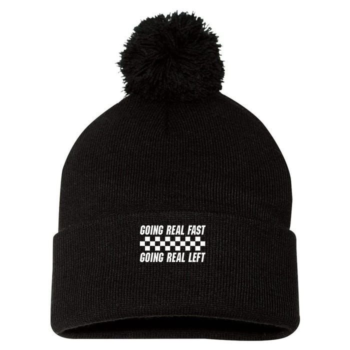 Going Real Fast And Going Real Left Funny Memes Joke Racing Pom Pom 12in Knit Beanie