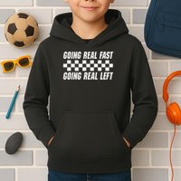 Going Real Fast And Going Real Left Funny Memes Joke Racing Kids Hoodie