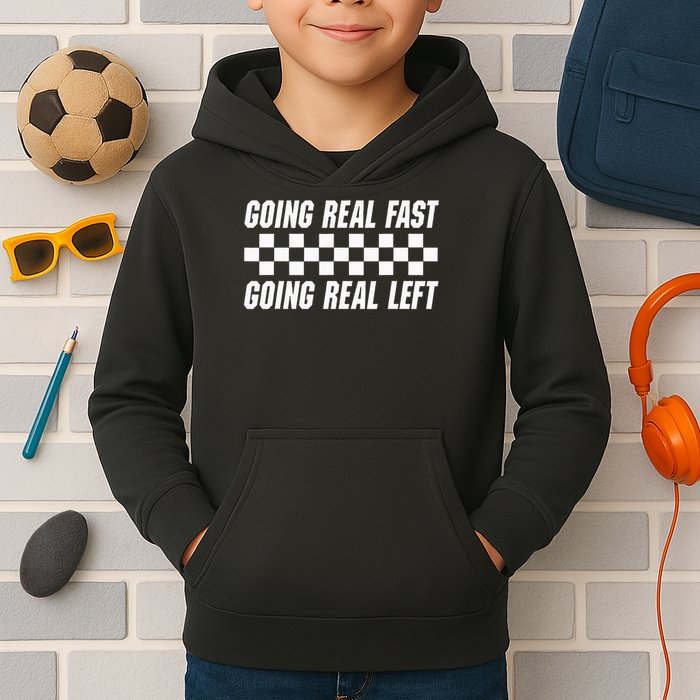 Going Real Fast And Going Real Left Funny Memes Joke Racing Kids Hoodie