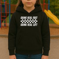 Going Real Fast And Going Real Left Funny Memes Joke Racing Kids Hoodie