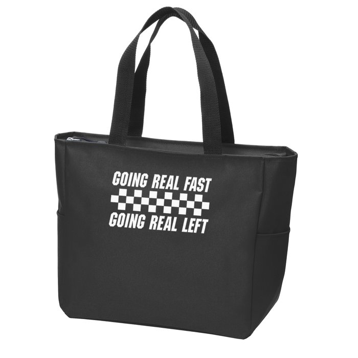 Going Real Fast And Going Real Left Funny Memes Joke Racing Zip Tote Bag