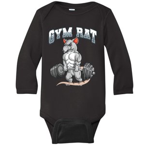 Gym Rat Fitness Bodybuilding Baby Long Sleeve Bodysuit