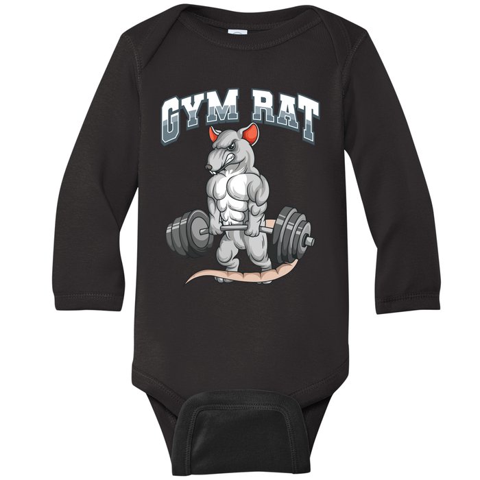 Gym Rat Fitness Bodybuilding Baby Long Sleeve Bodysuit