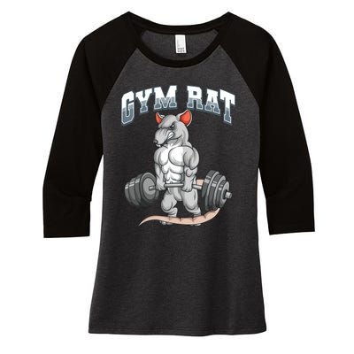 Gym Rat Fitness Bodybuilding Women's Tri-Blend 3/4-Sleeve Raglan Shirt