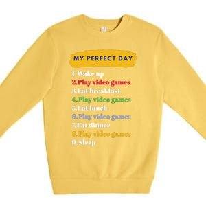 Gamer Routine Funny Gamer Epic Gamer Happy Gamer Video Games Lover Premium Crewneck Sweatshirt