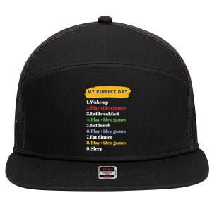 Gamer Routine Funny Gamer Epic Gamer Happy Gamer Video Games Lover 7 Panel Mesh Trucker Snapback Hat