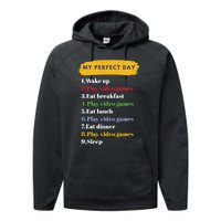 Gamer Routine Funny Gamer Epic Gamer Happy Gamer Video Games Lover Performance Fleece Hoodie