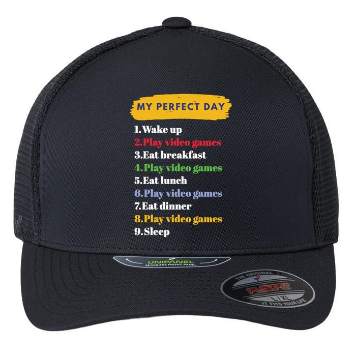 Gamer Routine Funny Gamer Epic Gamer Happy Gamer Video Games Lover Flexfit Unipanel Trucker Cap