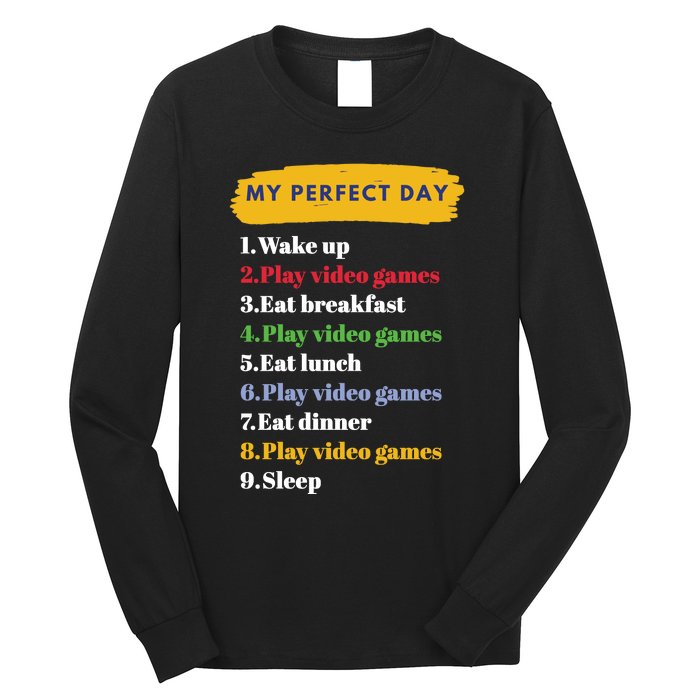 Gamer Routine Funny Gamer Epic Gamer Happy Gamer Video Games Lover Long Sleeve Shirt