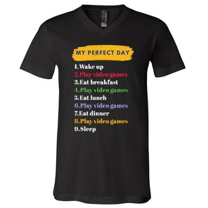 Gamer Routine Funny Gamer Epic Gamer Happy Gamer Video Games Lover V-Neck T-Shirt