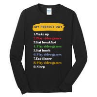 Gamer Routine Funny Gamer Epic Gamer Happy Gamer Video Games Lover Tall Long Sleeve T-Shirt