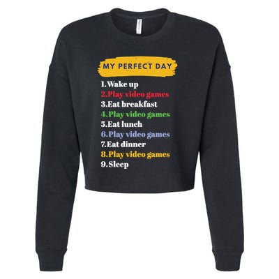 Gamer Routine Funny Gamer Epic Gamer Happy Gamer Video Games Lover Cropped Pullover Crew
