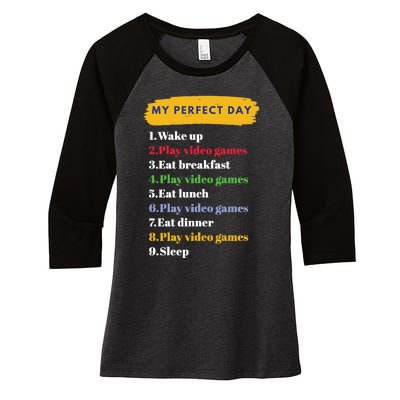 Gamer Routine Funny Gamer Epic Gamer Happy Gamer Video Games Lover Women's Tri-Blend 3/4-Sleeve Raglan Shirt