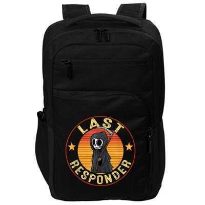 Grim Reaper Funny Dark Meme Mortician Last Responder Vintage Impact Tech Backpack