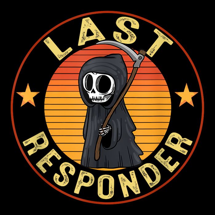 Grim Reaper Funny Dark Meme Mortician Last Responder Vintage Button