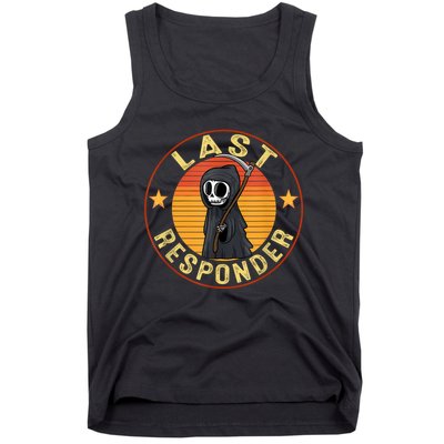 Grim Reaper Funny Dark Meme Mortician Last Responder Vintage Tank Top