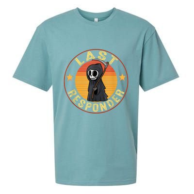 Grim Reaper Funny Dark Meme Mortician Last Responder Vintage Sueded Cloud Jersey T-Shirt