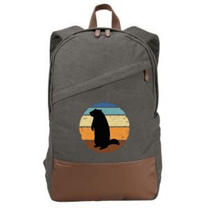 Groundhog Retro Funny Woodchuck Groundhog Day Cotton Canvas Backpack