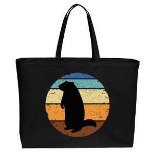 Groundhog Retro Funny Woodchuck Groundhog Day Cotton Canvas Jumbo Tote