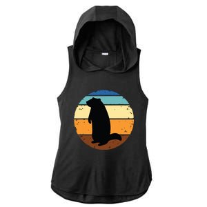 Groundhog Retro Funny Woodchuck Groundhog Day Ladies PosiCharge Tri-Blend Wicking Draft Hoodie Tank