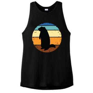 Groundhog Retro Funny Woodchuck Groundhog Day Ladies PosiCharge Tri-Blend Wicking Tank