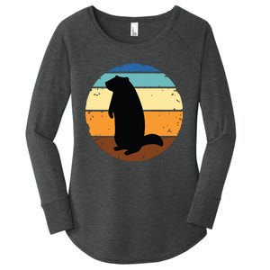 Groundhog Retro Funny Woodchuck Groundhog Day Women's Perfect Tri Tunic Long Sleeve Shirt