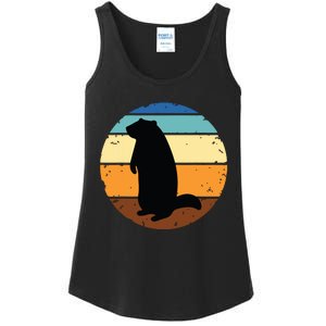 Groundhog Retro Funny Woodchuck Groundhog Day Ladies Essential Tank